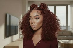 450% Density 99J Burgundy Kinky Curly Wig | 13x6 HD Lace Glueless | Everythinglluxe Hair Plug UK
