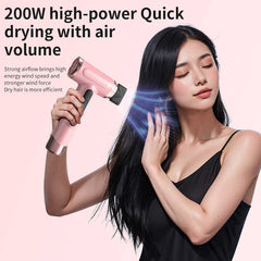 NNEDSZ Pink wireless Hair Dryer with Cold & Hot Air, Portable Large-Capacity Rechargeable Ionic Dryer, Fast-Drying, Lightweight and Compact for Home and Travel-2